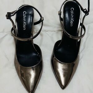 Calvin Klein Women's Shiny Silver Heels